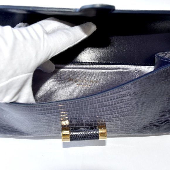 YVES SAINT LAURENT EXOTIC LIZARD CLUTCH HANDBAG - Picture 12 of 16